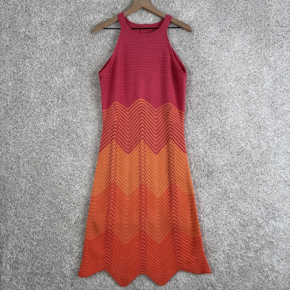 Taylor Women's Crochet Knit Sweater Ombré Halter Dress - Large
